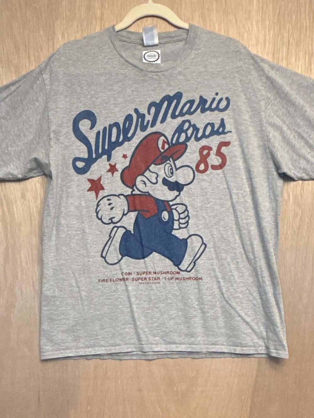 Port & Company Super Mario Bros 85 T-Shirt Size XL Grey Cotton